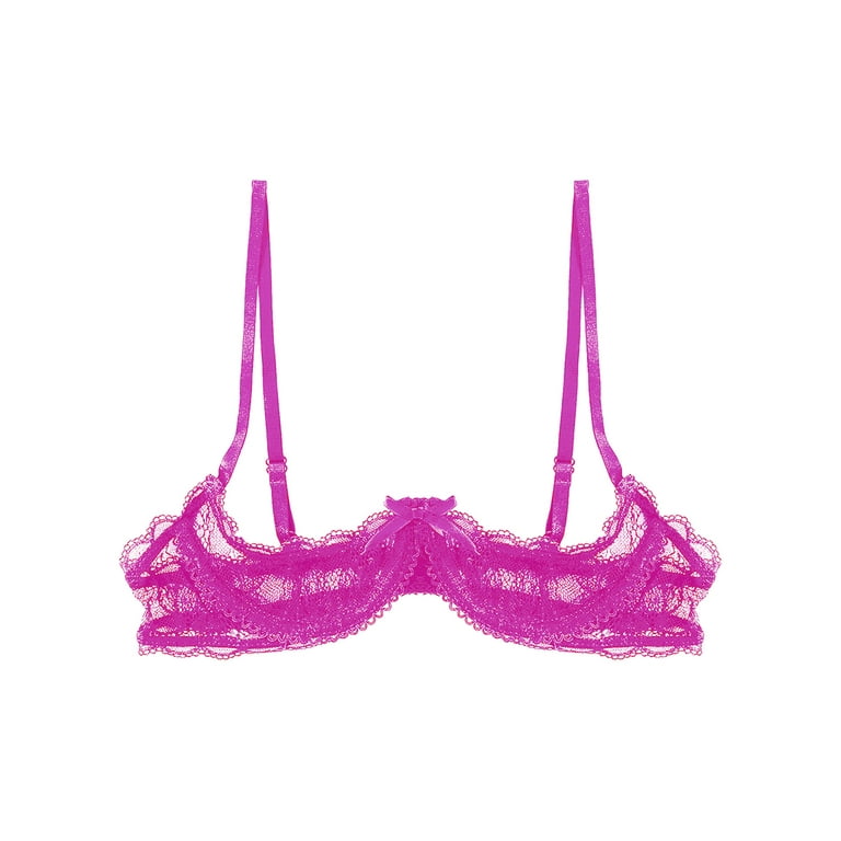 Buy Burvogue Women's Push up Lace Sheer See Through Underwear Bra