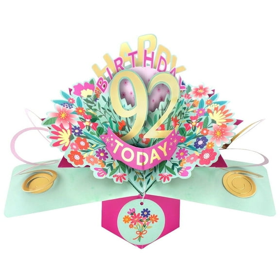 Happy 92nd Birthday 92 Today Pop-Up Greeting Card Love Kate's Pop Up Cards Her