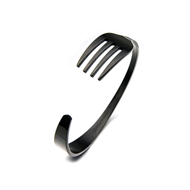 Sonducket con forma de horquilla de acero, repuesto de extremo abierto, estilo Simple, para hombres y mujeres, brazalete de fotografía Ropa, zapatos y accesorios Miscelánea Negro
