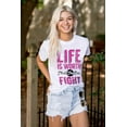 thumbnail image 3 of Life is Worth the Fight Breast Cancer Women's Plus Size Graphic Tee Brisco Brands 3X, 3 of 5