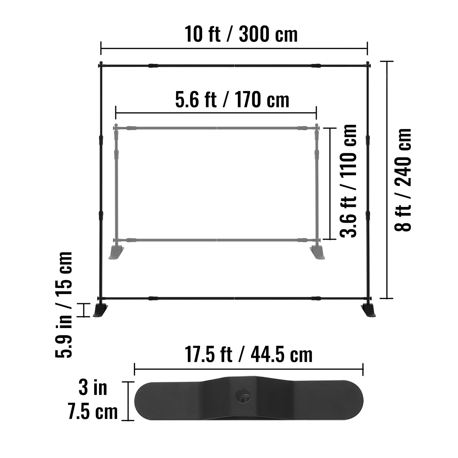 KFFKFF 10 x 8 Ft Display Banner Stand, Customizable Size for Trade Fair Wall, Exhibitor Photo Booth Background