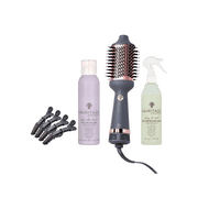 Hairitage Big Hair Volumizing Set: Ceramic Hair Dryer Brush for Curing and Straightening with Play Cool Argan Oil Heat Protectant Spray and Sectioning Hair Clips