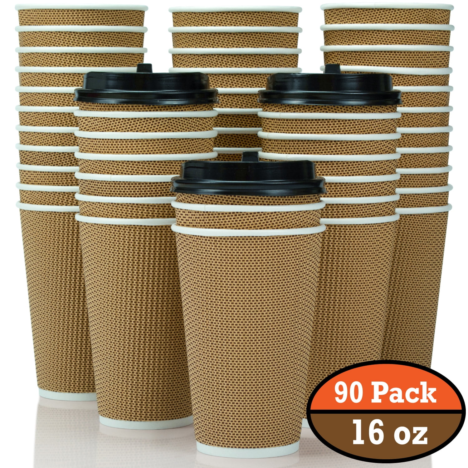 No Lids Eco Friendly Poly Paper Disposable Hot Tea Coffee Cups 100 Pack 16 Oz 