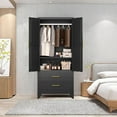 thumbnail image 2 of EROSOEI Metal Freestanding Armoire Wardrobe Clost With Hanging Rod and Drawers, 2 of 6