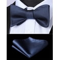 thumbnail image 5 of HISDERN Navy Blue Bow Ties for Men Self Tie Bow Tie Pocket Square Set Classic Satin Solid Bowties, 5 of 6