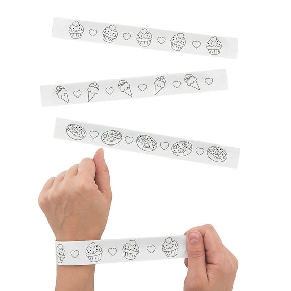Color Your Own Sweet Treats Slap Bracelets (48Pc) - Party Favors - 48 Pieces