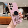 thumbnail image 4 of Compatible with Samsung Galaxy S23 Ultra Case Cute 3D Astronaut Stand Holder Phone Case Plating Camera Lens Protect Soft Silicone Bumper Shockproof Cover S23 Ultra Case 6.8" for Women (Purple), 4 of 5
