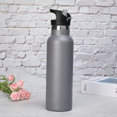 

A black water bottle vacuum insulated stainless steel leak-proof wide mouth kettle with straw lid fitness gym outdoor sports