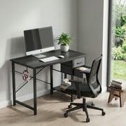 edx Office Desk with 2 Fabric Drawers & Headphone Hook, 40” PC Table Writing Desk with Storage Shelf, Computer Workstation for Bedroom Study, Black Grain
