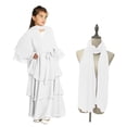 thumbnail image 2 of Kids Prayer Dress Muslim Clothes for Girls Chiffon Long Sleeve Abaya with Hijab Two Piece Maxi Islamic Set Scarf Kaftan Jilbab White 7-8 Years, 2 of 7