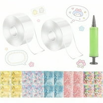 Nano Tape Bubble Kit , Nano Bubble Tapes Kit with Glitter, Clay, Cute Stickers and Accessories Tools, Nano Tape Crafts(2PCS)