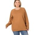 thumbnail image 2 of Zenana Women & Plus Basic Long Sleeve Round Neck Raglan Pullover Sweatshirts Top, 2 of 3