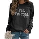 thumbnail image 1 of Sudadera de manga larga con estampado de letras y cuello redondo para mujer, estilo informal, para otoño, color negro, XXL, 1 of 5