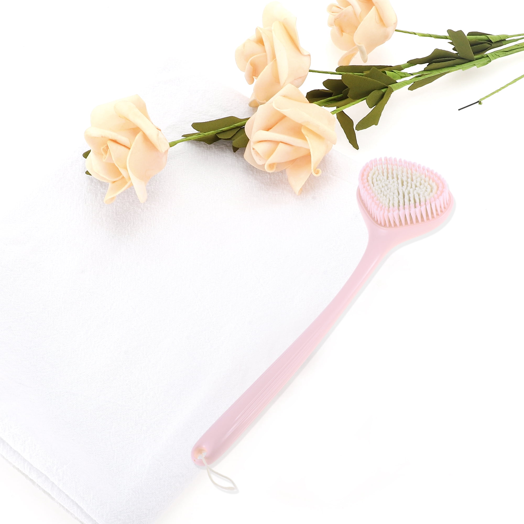 Unique Bargains Long Handle Bath Brush Body Scrubber 16.14"x4.72"x1.57" 1 Pc Pink