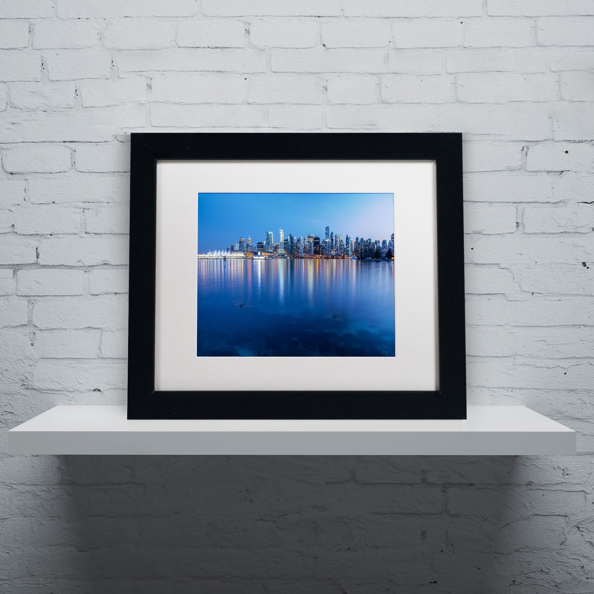 Trademark Fine Art "Vancouver City Reflection" Canvas Art by Pierre Leclerc, White Matte/Black Frame