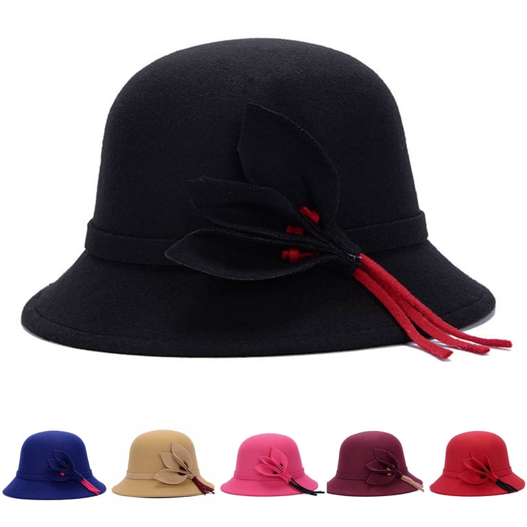 Visland Women Fedora Hat, Fashion Vintage Flower Decor Soft  display picture 3
