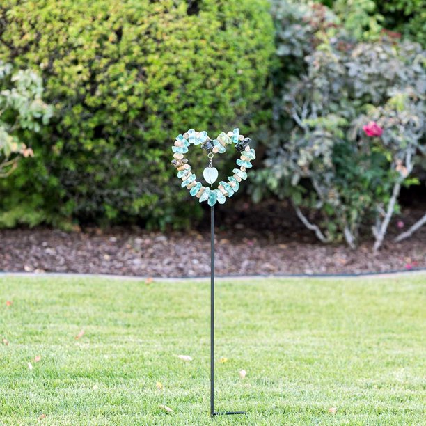 Awesomestones Garden Stakes (Glass Heart Garden Stake)