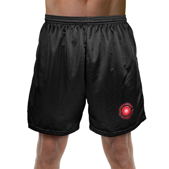 Justice League Movie Cyborg Logo Mens Lined Mesh Shorts, Black, Medium