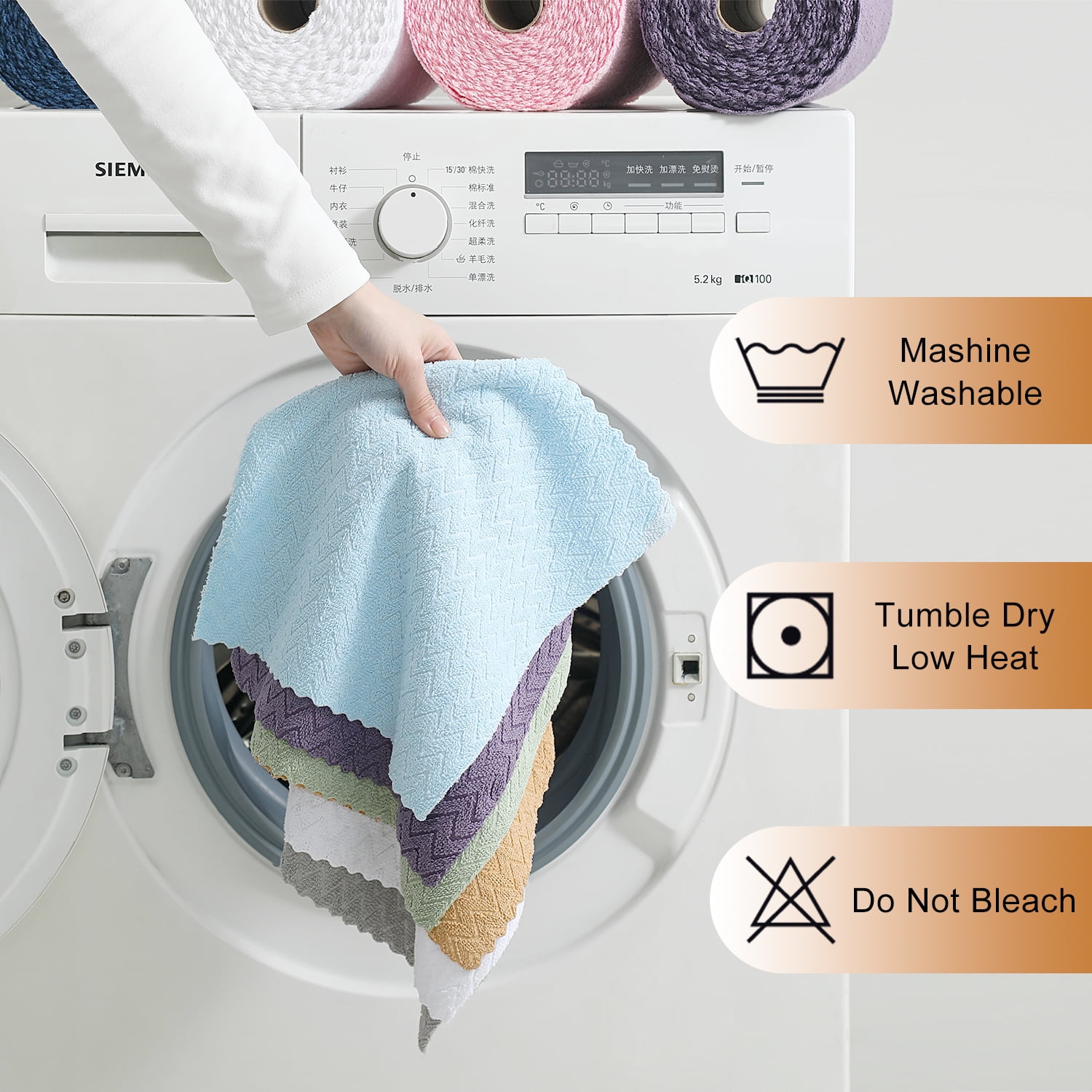 Jessy Home 80 Pack Textured Microfiber Clean Cloth Roll,Tear Away 12"x12" Reusable paper towel Lint Free Rags & Durable Dish Cloth, Ultra Absorbent Shop Towels for Kitchen,Car,Window