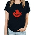 thumbnail image 1 of Womens Casual Short Sleeve Basic Summer Tee Tops Canada Day Maple Leaf Print Blouse Round Neck T Shirt, 1 of 9