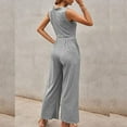thumbnail image 4 of aidice Summer Womens Jumpsuits Casual U Neck Sleeveless Solid Color Loungewear Wide Leg Pants Rompers, 4 of 8