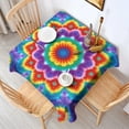 thumbnail image 2 of Colorful Rainbow Tie Dye Spiral Pattern Square Tablecloth,Waterproof Square Table Cover,Wipeable Spillproof Washable Table Cover for Home Kitchen Party Decor 42"X42"(107x107cm), 2 of 6