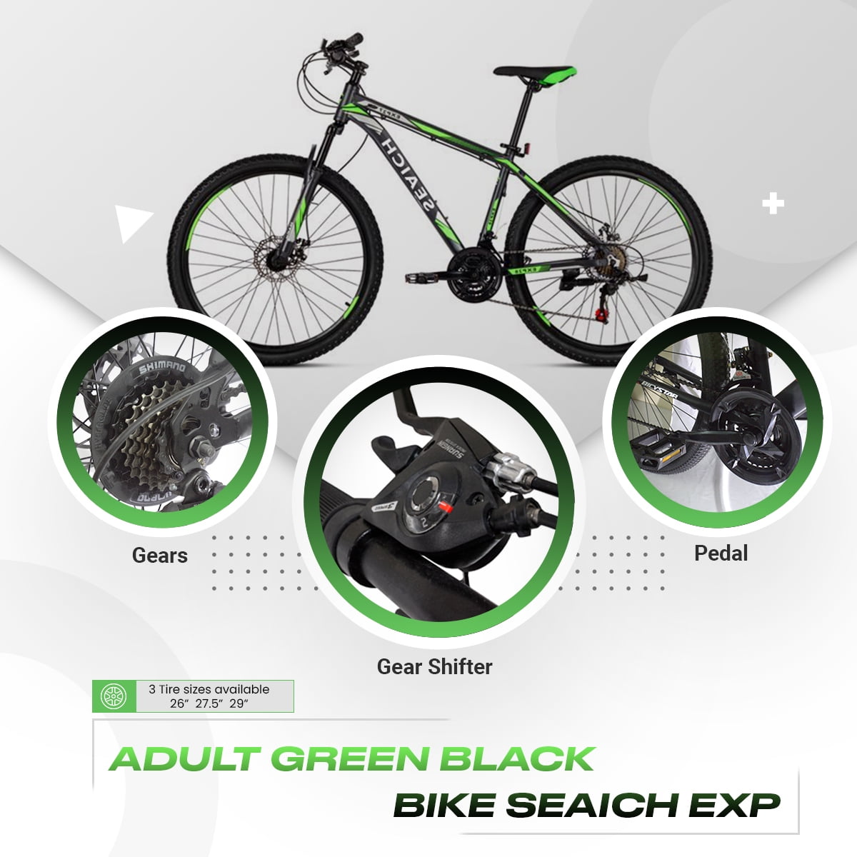 Adult Green Black Bike SEAICH EXP 26/