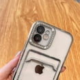 thumbnail image 5 of Plating Wallet for iPhone 12 Case, Bling Glitter Diamond Card Holder Camera Protection Luxury Cover + 2* Screen Protector, Card Slot Case Elegant iPhone 12 Phone Case -White, 5 of 6