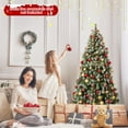 thumbnail image 4 of Gymax 6.5 FT Pre-Lit Christmas Tree Artificial Hinged Christmas Tree w/ 420 Warm-White LED Lights & 909 Branch Tips, 4 of 10