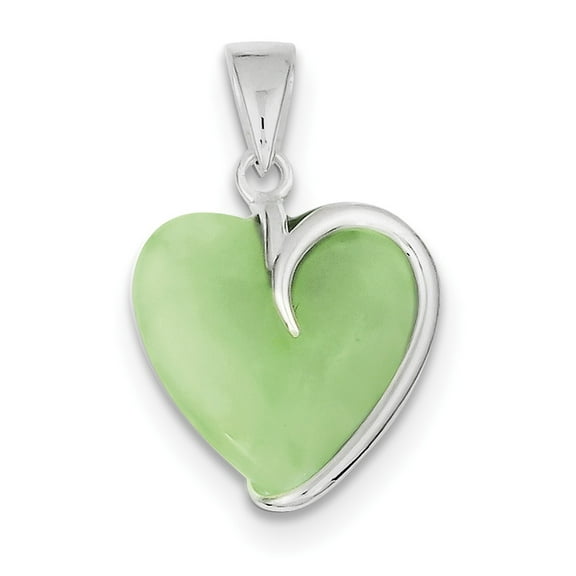 Sterling Silver Green Jade Heart Pendant