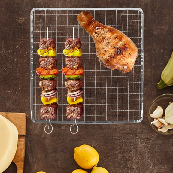 GAXIRE Metal Grill Mesh Rectangular Barbecue Grill Sheets Silver 5Pcs