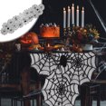 thumbnail image 2 of Halloween Spider Web Table Runner 18x72 Inch - Black Lace Gothic Table Decor 2 of 14