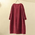 thumbnail image 3 of TANGNADE Dresses For Women Women Vintage Pockets Corduroy Solid Color Long Sleeve Loose Casual Dress, 3 of 5
