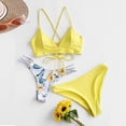 thumbnail image 2 of Gibobby Conjunto de traje de baño de bikini Traje de baño con estampado de pieza de ropa de playa con sujetador, traje de baño, conjunto de Bikini de muj(Amarillo,CH), 2 of 5