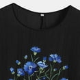 thumbnail image 4 of DDAPJ pyju Cotton Linen Tops for Women Dressy Casual Floral Blouse Loose Comfy Round Neck Short Sleeve T Shirt Limited Time Sales Black XXL, 4 of 5