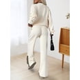 thumbnail image 6 of Women'S 2 Pcs Set Casual Long Sleeve Knit Pullover Top and Wide Leg Pants Sweatsuit Lounge Sets White XXL, 6 of 9