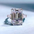 thumbnail image 2 of 11*15MM Engagement Anniversary Ring 3 Stones Emerald Cut Cocktail Ring 925 Sterling Silver CZ Simulated Yellow Diamond Ring Jewelry Box Packed, 2 of 7