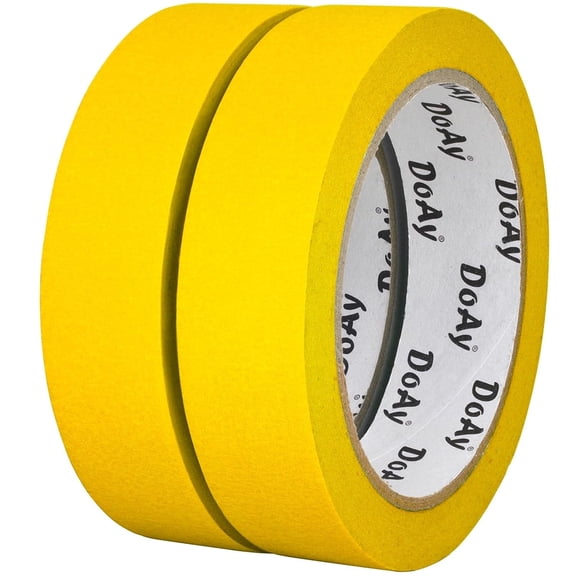 DOAY 2 Pack Yellow Painters Tape - Masking Tape 1 Inch Wide - Multi-Surface, Smart Adhesion, Indoor & Outdoor - 180FT Total - Paint Tape for DIY, Labeling, Art, Car, General Purpose (#3910)