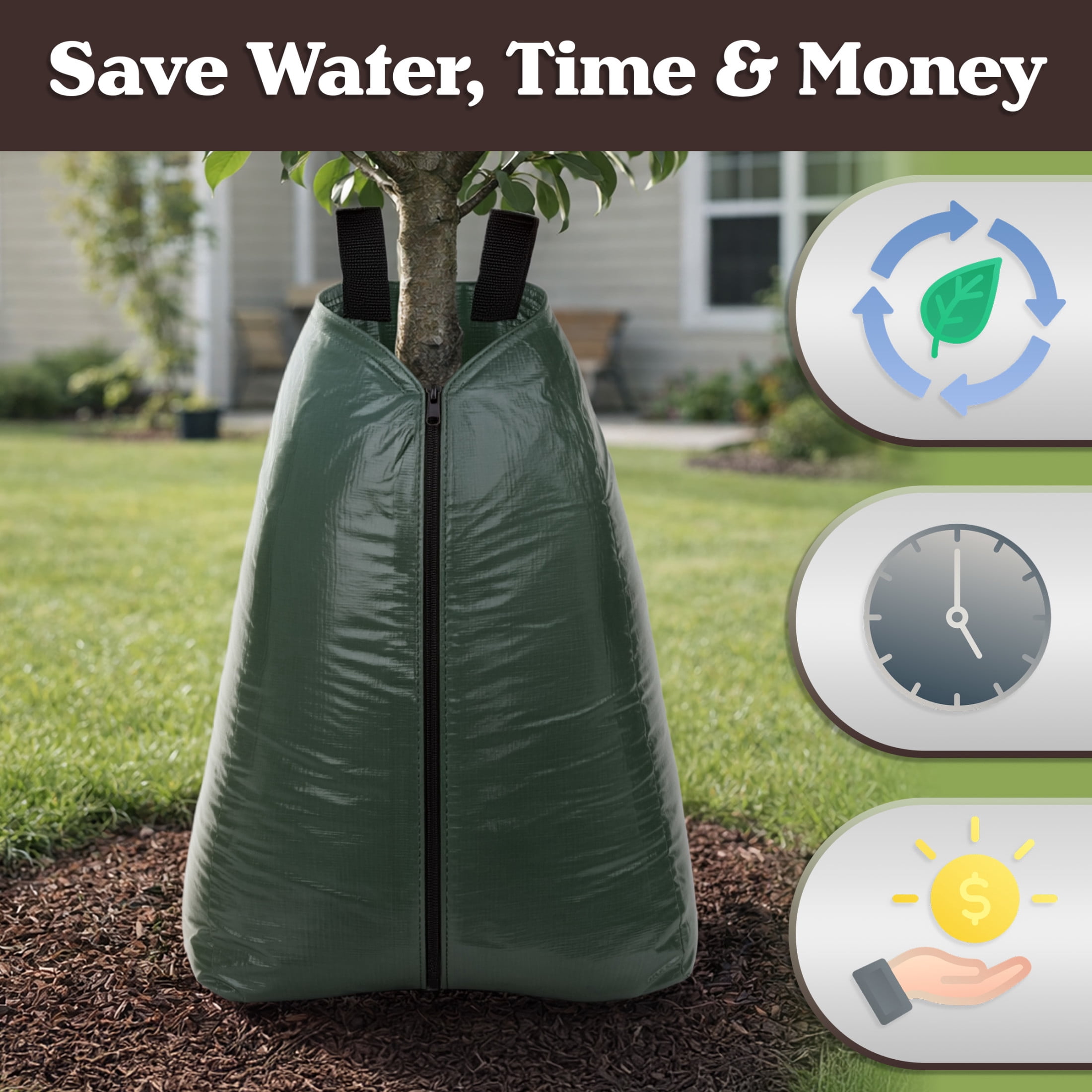 Pure Garden 20 Gallon Tree Watering Bag - Heavy Duty PVC Drip Irrigation for Deep Root Targeting