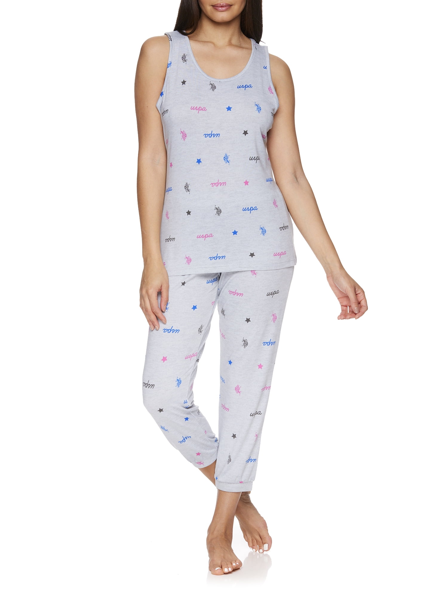 U.S Essentials Womens Pajama Racerback Tank and Pocket Shorts Sleepwear Set Polo Assn 