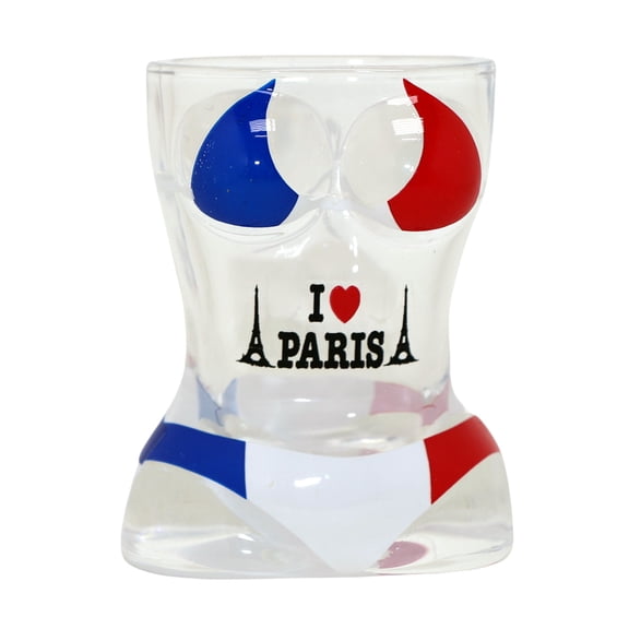 Paris France Flag Full Body Bikini 3D Shot Glass