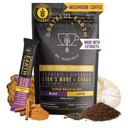 Grateful Earth Mushroom Coffee, Instant Espresso Dark Roast with Lions Mane & Chaga, 20 Packets