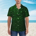 thumbnail image 2 of Honeii Green Sparkling Print Men’s Hawaiian Shirt,Classic Button-Down Short Sleeve Shirt, for Beach, Vacation, and Outdoor Activities,Medium, 2 of 7
