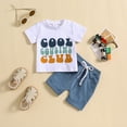 thumbnail image 2 of Baby Boy Outfit Toddler Kids Boys Clothes Outfits Sets Summer Cotton Round Neck Print Sleeveless Beach 0 3 6 12 18 24 Months Tshirt Shorts Pants Set 2 Piece, 2 of 6