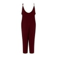 thumbnail image 7 of Wide Leg Solid Color Rompers,Women's Jumpsuit Casual Summer Bib Pants Bottons Romper With Button Pockets Less, 7 of 7