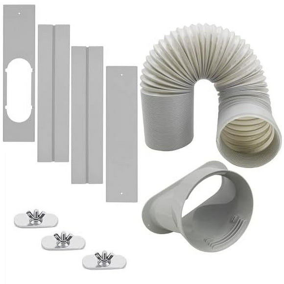 Portable Air Conditioner Window Vent Kit with 5.1â Exhaust Hose 6 Piece Window Seal for Portable Air Conditioner A/C Unit Universal for Sliding Horizontal or Vertical Windows