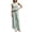 Green, variant on 2 Piece Women's Outfit Sets Crew Neck Tank Top Ruffle Hem Gingham Print High Waist Wide Leg Pants Casual Trendy Sets