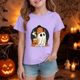 thumbnail image 2 of larppty Halloween Ghost Retro Girl Kids T-Shirt Graphic Tshirt Little Kids Fall Short Sleeve Tee Tops (Purple,5-6 Years), 2 of 6