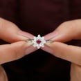 thumbnail image 6 of Rosec Jewels Lab Grown Ruby Flower Engagement Ring with Diamond - Nature Inspired Ring for Women - AAAA Grade Ruby Ring, 18K White Gold, US 4.50, 6 of 8