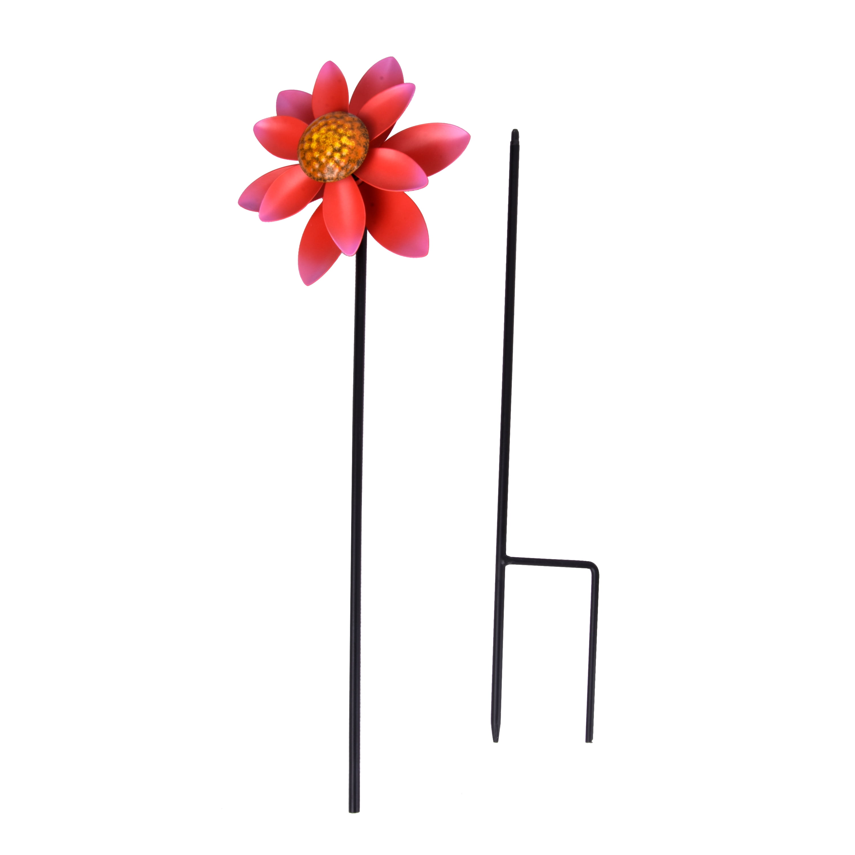 Mainstays Outdoor Dual Red Flower 31.9"H Metal Wind Spinner